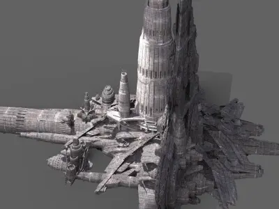 Ancient Babylon City Star Freighter 3D model