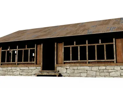 Wooden Cabin Low-poly 3D model