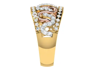 Light Weight Yellow Gold Diamond Ring  -DDS RN 249 3D print model
