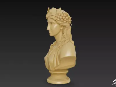 Greek God Dionysus Bust Low-poly 3D model