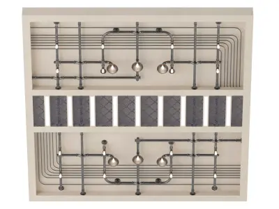 ceiling with pipe light 3D model