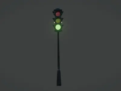 Traffic Light PBR Low-poly 3D model