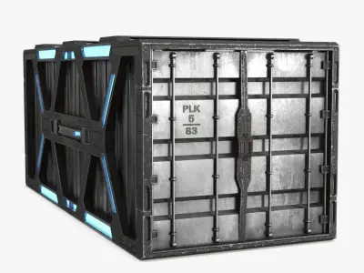 Sci-fi Container set of 3 v1 Low-poly 3D model