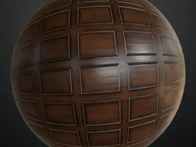 Traditional Carved Diamond Wood Wall Panels PBR Texture