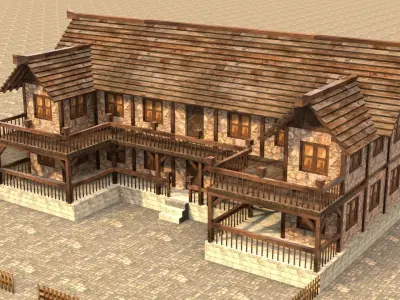 medieval house low poly Low-poly 3D model