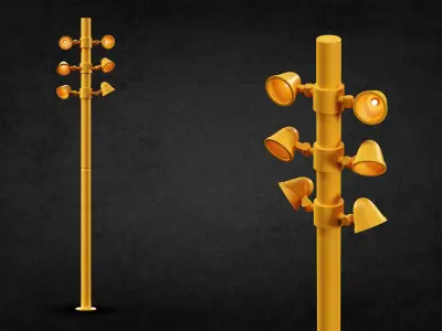 10 street lamps base mesh  Low Poly  Mid Poly Game Ready vol 02 Low-poly 3D model