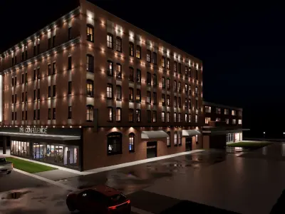 Mixed Use Building Multi Family American Modern 3D model