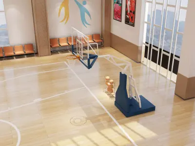 Modern Indoor Basketball Stadium Gymnasium Low-poly 3D model