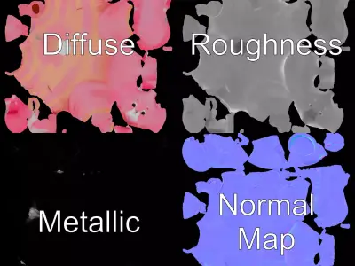 Pink Furry Bunny Character Model Rigged and Animated Low-poly 3D model