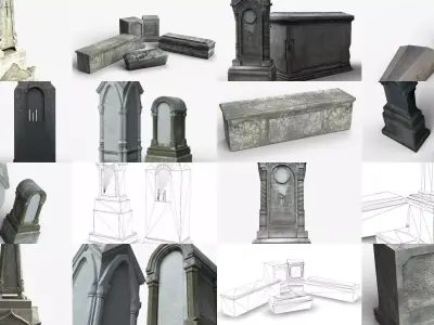 Tombstones 3D Model Pack
