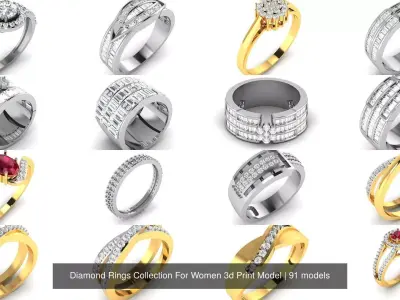 Diamond Rings Collection For Women 3d Print Model 3D Model Pack buy