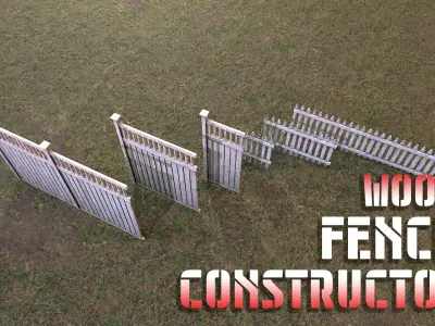 Wood fence constructor Low-poly 3D model