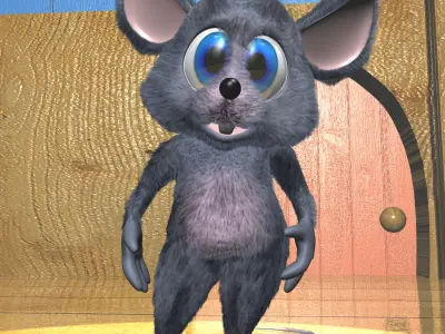 Cartoon Mouse Rigged Low-poly 3D model