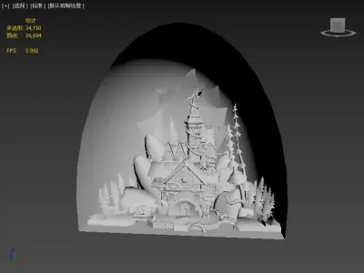 Stylish Magic Forest Cabin Low-poly 3D model