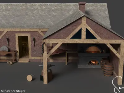 Medieval Blacksmith Set  Low-poly 3D model