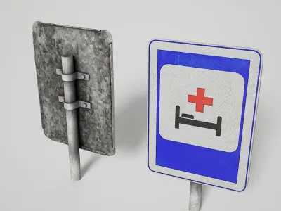 Service Road Signs PackVol 2 Low-poly 3D model