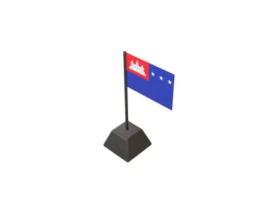 Flag of the Khmer Republic 1970 v1 001 Low-poly 3D model