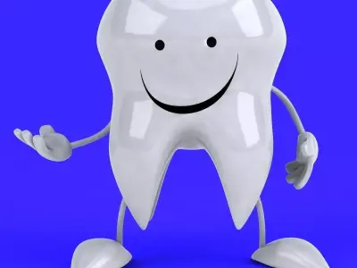 Fun tooth character 3D model