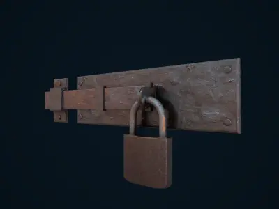 Metal Door Lock Low-poly 3D model