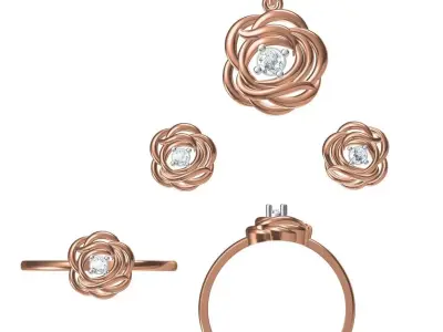 Light wt Ring Earrings Pendant set 3dm stl 1-render details 3D print model 34