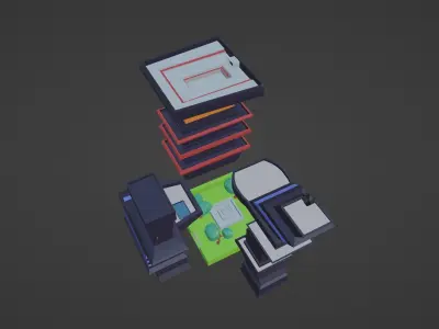 Low-Poly Sci-Fi City Buildings Pack Low-poly 3D model