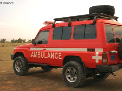  Emergency Ambulance Off Road Vehicle Red Rigged for Maya 