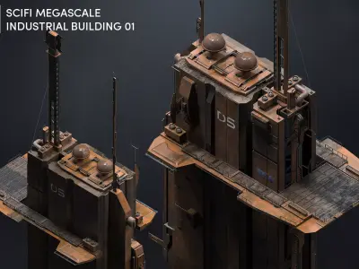 SUB-D Scifi Megascale Industrial Building 01 3D model