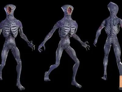 Sci Fi Line With Creatures Low-poly 3D model