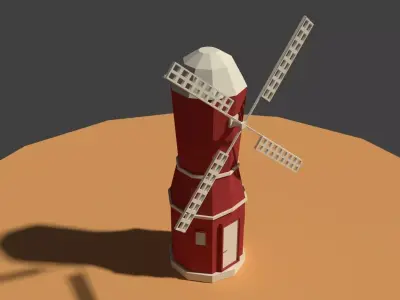 Low Poly Farm Wind Mill 2 Low-poly 3D model