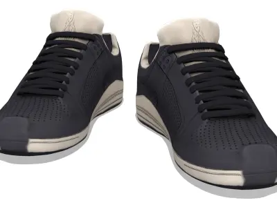 Black Casual Sports Shoes Low-poly 3D model