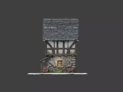 Medieval Timber House Low-poly 3D model
