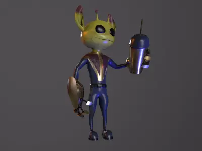 Alien ufo monster man game ready pbr 3d model Low-poly 3D model