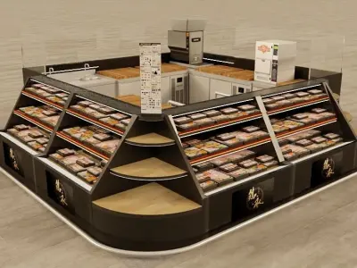 KIOSK food display case with shelves 3D model
