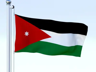 Animated Jordan Flag Low-poly 3D model