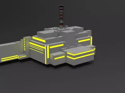 Chernobyl nuclear power plant Low-poly 3D model