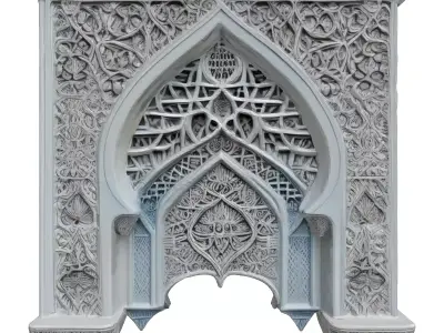 Ornate Islamic Architectural Arch Panel Low-poly 3D model
