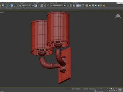 Huxley Polished Nickel 2 Light Sconce Low-poly 3D model