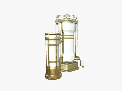 SciFi Facility A11 Gold - Sci Fi Exterior Design Low-poly 3D model
