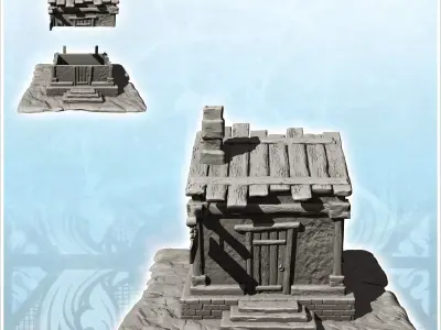 Service building with access stairs canopy and wooden sign 19 -  3D print model