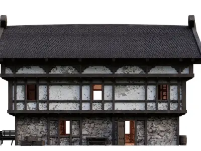 Old Medieval Building House 4K Textures GameReady 49 Low-poly 3D model