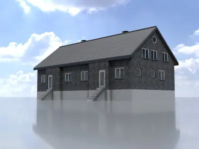 Modern multi-family house version 3 Low-poly 3D model