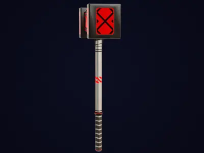 Sci-Fi Battle Hammer 01 All PBR Unity UE V-Ray Textures Included Low-poly 3D model