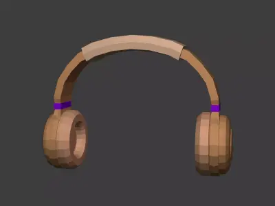 Cartoon Headphones - Headset - Watertight Subdivision Ready Mesh Low-poly 3D model