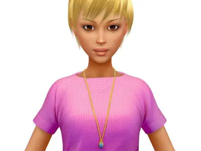 Young Woman - Smart Casual Clothes - Chic Street Style Outfit Low-poly 3D model