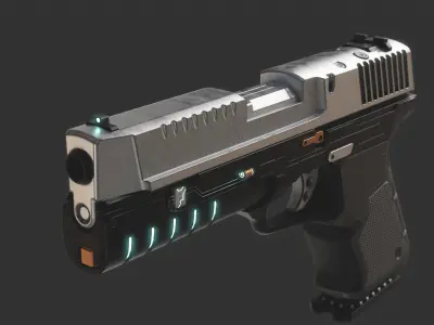 Sci-fi handgun Low-poly 3D model get