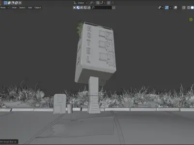 Roadside Hotel - Surrealist Architecture 3D model