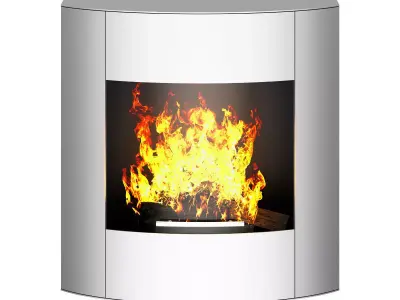 Wall Chrome Fireplace 3D model