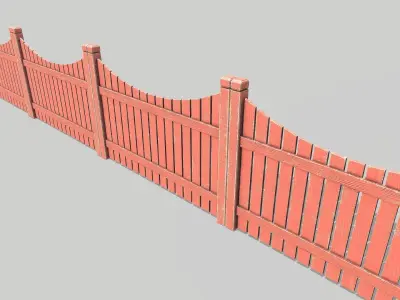 Fence wooden Low-poly 3D model buy