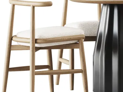 Burin Wooden Table D80 by Viccarbe and Chair Emilia by Meridiani 3D model
