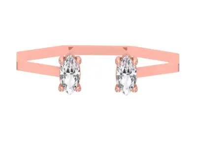 Open End Women Light Weight Band Marquise Stone Ring 3D print model